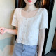 Short-sleeved chiffon white shirt women's summer new fashion sweet small shirt temperament is thin short t-shirt cotton top