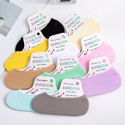 糖果春夏女袜天鹅绒隐形船袜女防滑硅胶儿童袜子魔术袜超薄袜子女