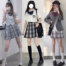 (Pole Star One Division) Broken Code Promotion Original JK Uniform Clearance Check Skirt High Waist Womens Pleated Skirt Large Size Skirt