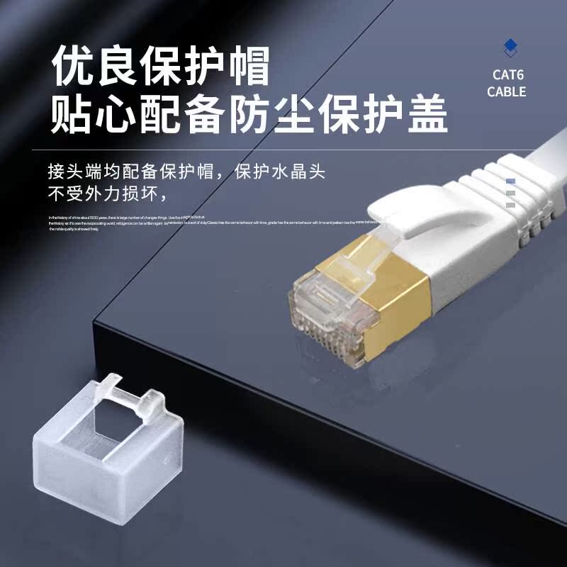 Category 6 Flat Ethernet Cable, Soft and Ultra-Thin, for Router Connection, Broadband, and Tv Line
