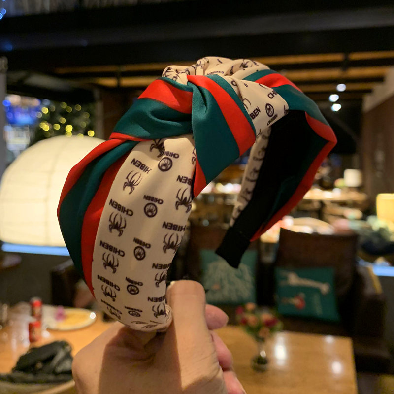 Net red identical hair bale middle knotted hair hoop female Han version wide side head hoop red green and color temperament head decorated with woman-Taobao