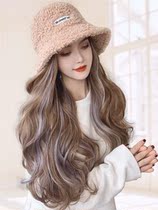 Hat wig one woman autumn winter explosion female lamb hair warm wool roll duck hat short curly hair full head