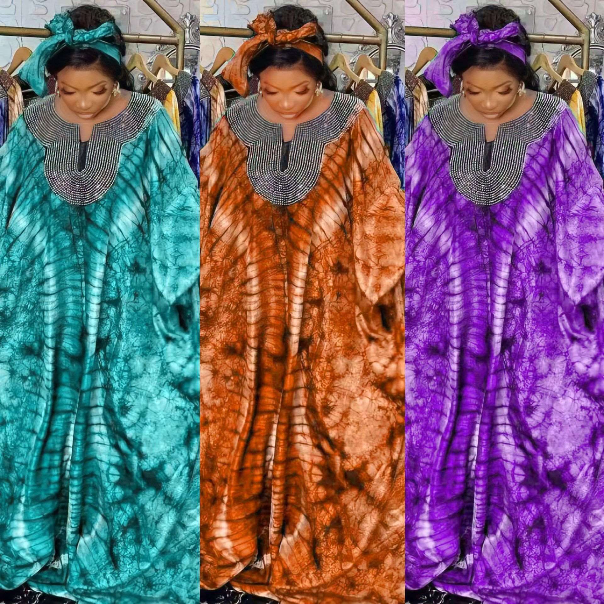 Colored Middle Eatern equin Looe Gown with Hood African Robe