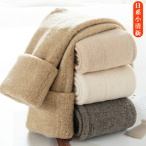 Day-series plus velvet underpants woman outside wearing autumn and winter tight thickened cashmere trampled foot warm cotton pants light color pantyhose