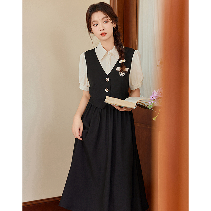 Coming-Of-Age Ceremony Girl's Dress, High School Graduation Dress, Plus-Size Student Host's Dress for Art Exams