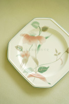 (SOLD)) Sold out do not bid. Japan Showa period twigs flowers octagonal square plate dinner plate