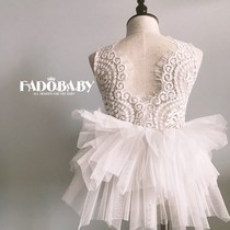 High-end customization 2021 summer ins explosion baby super gorgeous halter layers birthday dress childrens dress