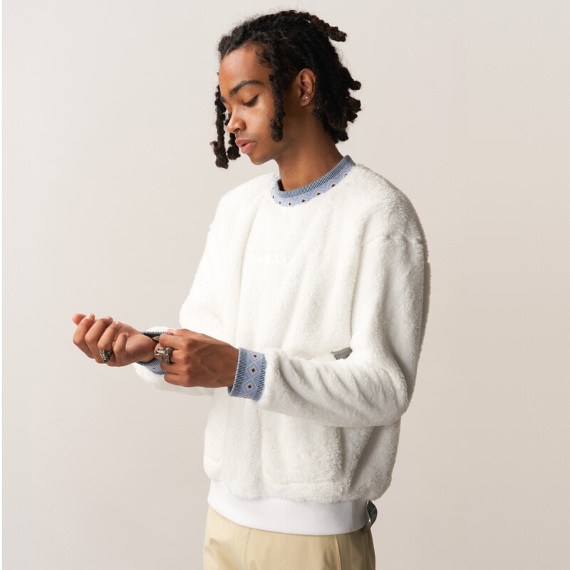 Uppervoid Latitude Coordinates | Spey+ Fleece Crewneck Sweatshirt | Outdoor Warm Jackets for Men and Women