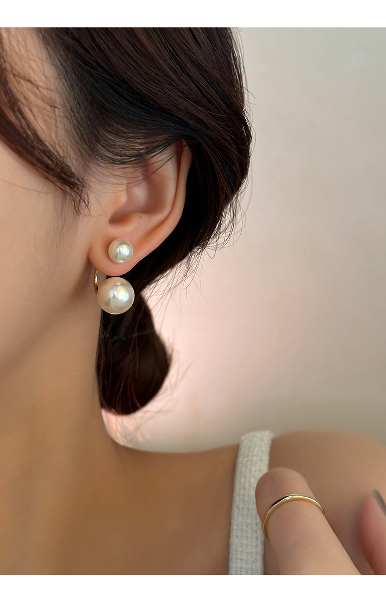 S925银针珍珠耳环女2025新款爆款气质耳钉小众设计感高级两戴耳饰详情5