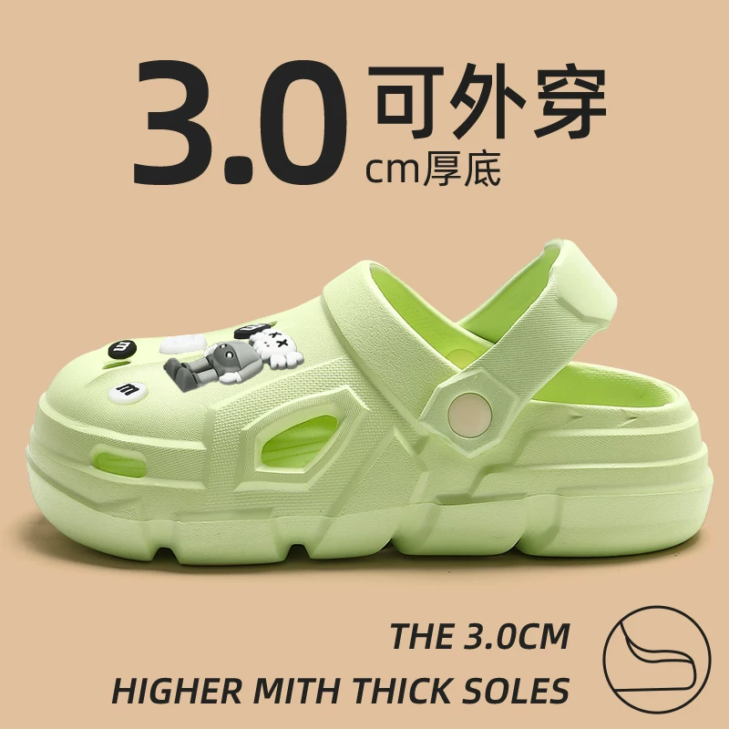 Мужские Crocs-шлепанцы с ощущением какао для лета 2023 года, новая нескользящая толстая подошва, домашняя/уличная обувь, мужские сандалии на открытом воздухе