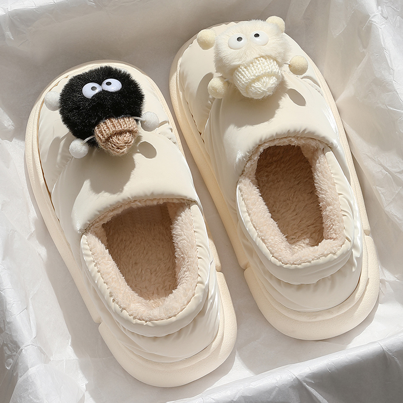 Small Coal Balls Cotton Slippers Lady Winter Wear 2023 new waterproof bag heel Garnter warm moon Cotton Shoes Woman-Taobao