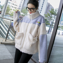羊羔毛外套女秋冬季2021新款学生韩版宽松加厚港风开衫拉链卫衣女
