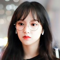 Anti-blue glasses female face small ultra light round frame myopia glasses mesh red retro-palette matrix number flat-glasses male