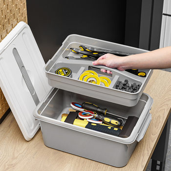 Tool Storage Box Multi-Functional Double-Layer Anti-Static Tool Box Hardware Household Electrician Car-Mounted Manual Classification Box