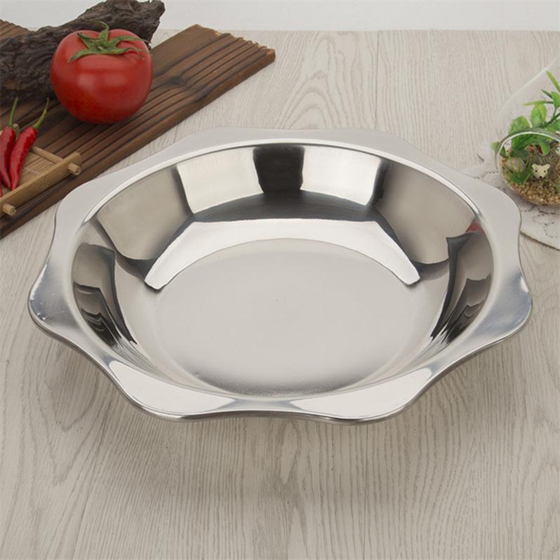 Wide Side Anise Pan Hot Pot Lobster Pan Basin Sour vegetable fish flat bottom lace basin cutlery Shallow Mouth Stainless Steel Solid