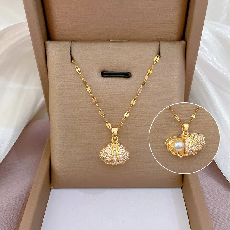 [Однослойная область] Распродажа аутлет Shell Pearl Necklace Outlets Женские украшения | Металлические детали конструкции