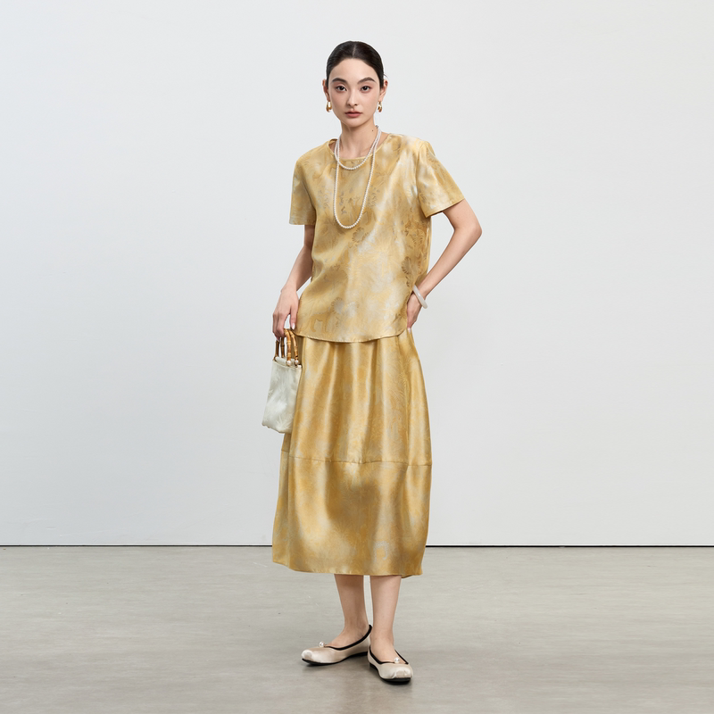 Chensmchen【Leopard】Mulberry Silk Flowing Silk Top and Skirt Two-Piece Set Cmeg6379Wla Chensmchen【Leopard】Mulberry Silk Flowing Silk Top and Skirt Two-Piece Set Cmeg6379Wla