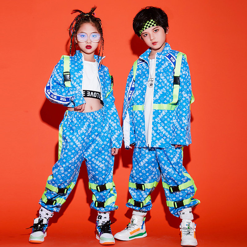 Children's hip-hop hip-hop suits boys' trendy clothes children's hiphop costumes girls' navel-baring jazz dance performances