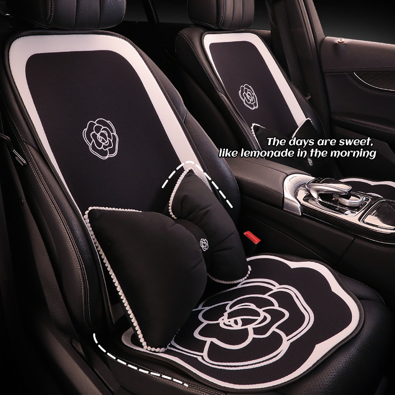 Car Seat Cushion, Suitable for All Seasons, Linen, Women's Car Seat Cushion, High-End Feel, Internet-Famous Camellia Car Seat Cover Car Seat Cushion, Suitable for All Seasons, Linen, Women's Car Seat Cushion, High-End Feel, Internet-Famous Camellia Car Seat Cover
