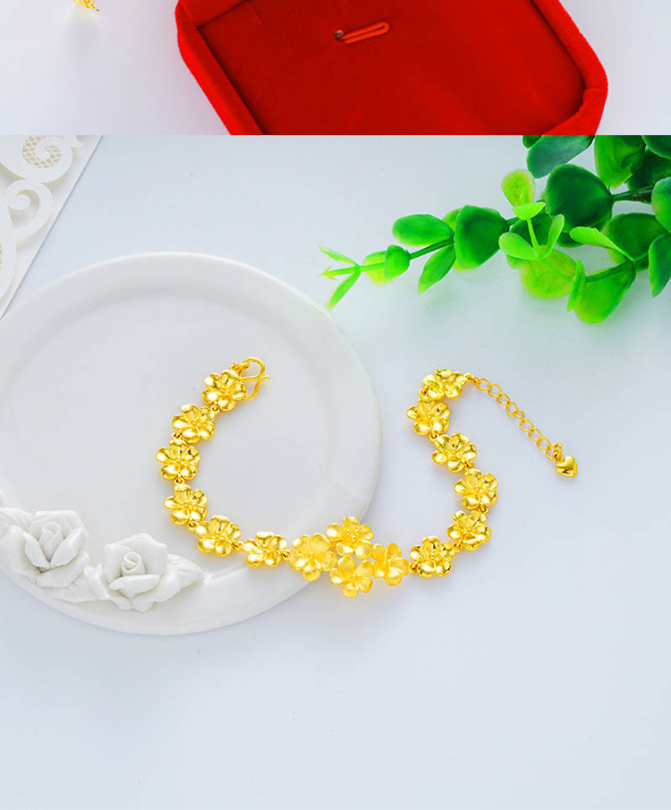Vòng tay vàng cát nữ mô phỏng nữ vòng tay vàng nữ mạ vàng mặt dây chuyền xương đòn đặt thời gian dài không phai vòng gỗ