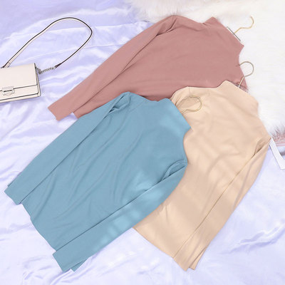 已验货！阳离子双面绒半高领打底衫