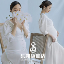 Pregnant Woman Photography Clothing New Pregnant Woman Photo Writing True Clothing Han Style Meritocracy Pregnant Woman Photos White Tug Tailwear Dress