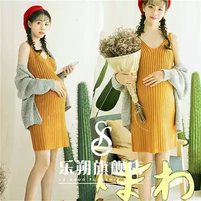 Pregnant women Photo clothing new photo studio maternity clothing Japanese knitted autumn winter sweater hipster photo photography clothing