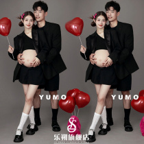 Photo Studio Couple Pregnancy Theme Photoshoot New Cool High-end Black Suit Pregnant Mommy Art Photo Photography Clothes