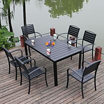 Café Outdoor table and chairs plastic wood table and chairs outdoor patio garden balcony Home Sun Light House Embalming Waterproof Casual