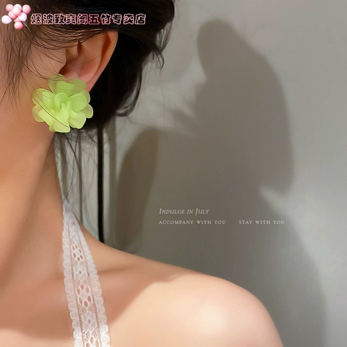 Свежая серебряная игла, акриловые серьги, серебро 925 пробы, в цветочек, популярно в интернете