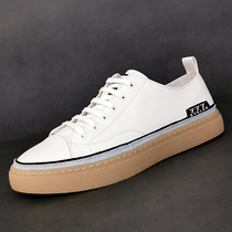 Mens shoes 2022 new spring genuine leather casual shoes Mens wave shoes 100 Ride Tide Board Shoes Bull Gluten Pure Leather Little White Shoes