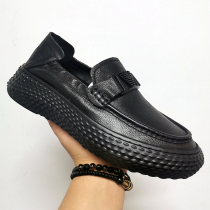Leather Shoes Mens Spring Genuine Leather Breathable Casual Beans Social Spirit Little Guys Trends Head Layer Bull Leather A foot pedal mens shoes