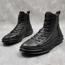 Martin boots Winter 2021 New mens wave Inn Wind High Help Mens shoe Han Edition Help genuine leather short boot leather boots