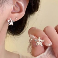 Super flash zircon ear clip ear star ຫ້າແຫຼມຂອງແມ່ຍິງດູໃບໄມ້ລົ່ນແລະລະດູຫນາວແສງສະຫວ່າງຫລູຫລາສູງ temperament ຕຸ້ມຫູຂະຫນາດນ້ອຍແລະ exquisite.