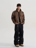 Puee американская ретро уличная квадратная куртка Harrington с потертостями из искусственной кожи, модная чистая короткая куртка