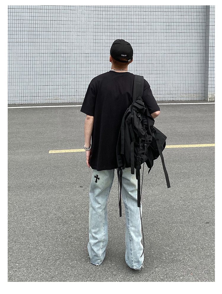 European and American high street CH Crook cross jeans for men, American hip-hop vibe street loose straight flared pants pic 15