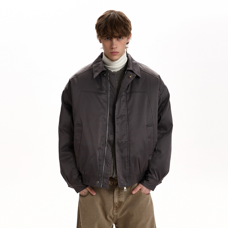 A Puee American Retro Ma1 Flight Jacket Cotton Bomber Short Silhouette Thickened Warm Lapel Coat