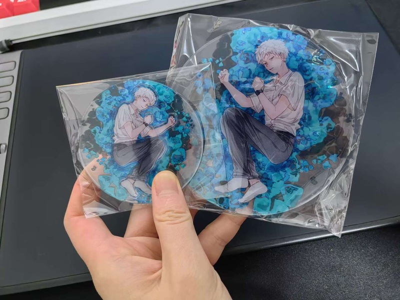 [in Stock] Shiny Cracked Acrylic + Acrylic Coaster Set