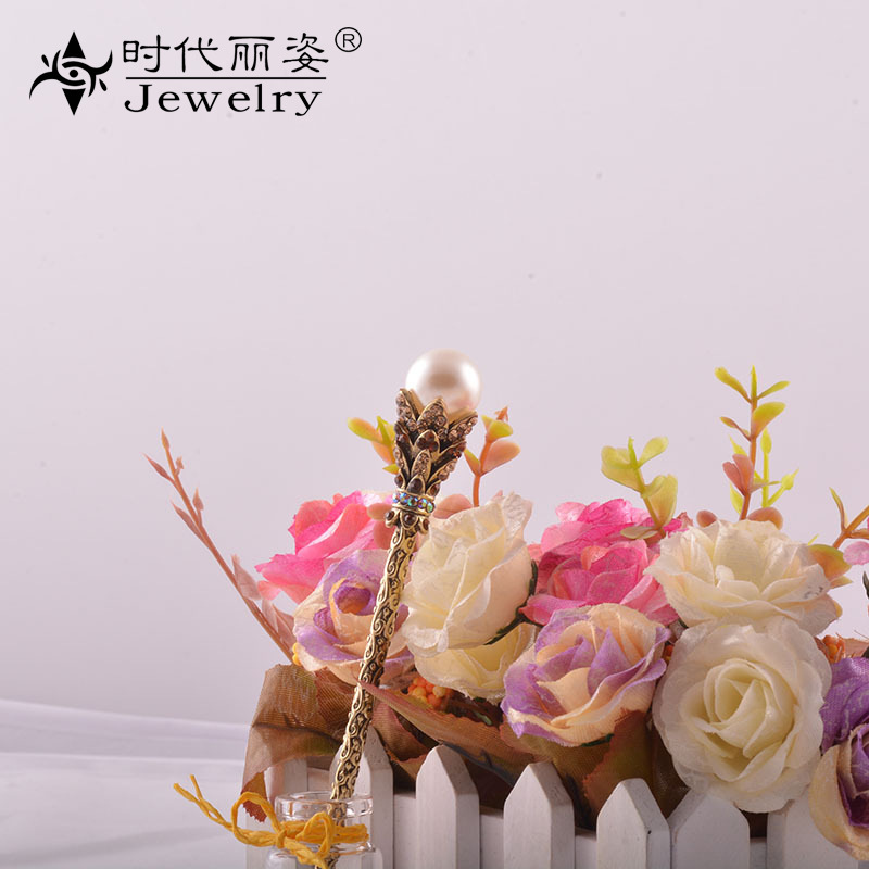 Korean-Style Alloy Retro Hairpin, Palace Classical Costume Accessories, Pearl-Embellished Women's Hair Accessories, Noble and Elegant Jewelry Korean-Style Alloy Retro Hairpin, Palace Classical Costume Accessories, Pearl-Embellished Women's Hair Accessories, Noble and Elegant Jewelry