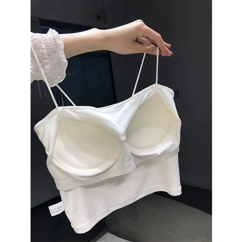 Эластичная майка топ, топ с чашечками, бюстгалтер, нижнее белье, летний топ без лямок, красивая спина