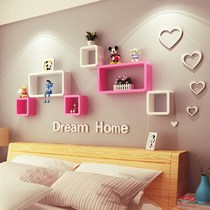 Wall shelf wall hanging wall creative lattice TV wall decoration frame bedroom wall partition free punch living room