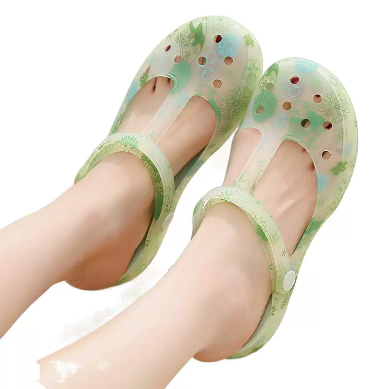Veblen lỗ giày của phụ nữ không trơn trượt đáy dày giày đi biển Baotou dép bình thường và dép đi trong nhà 