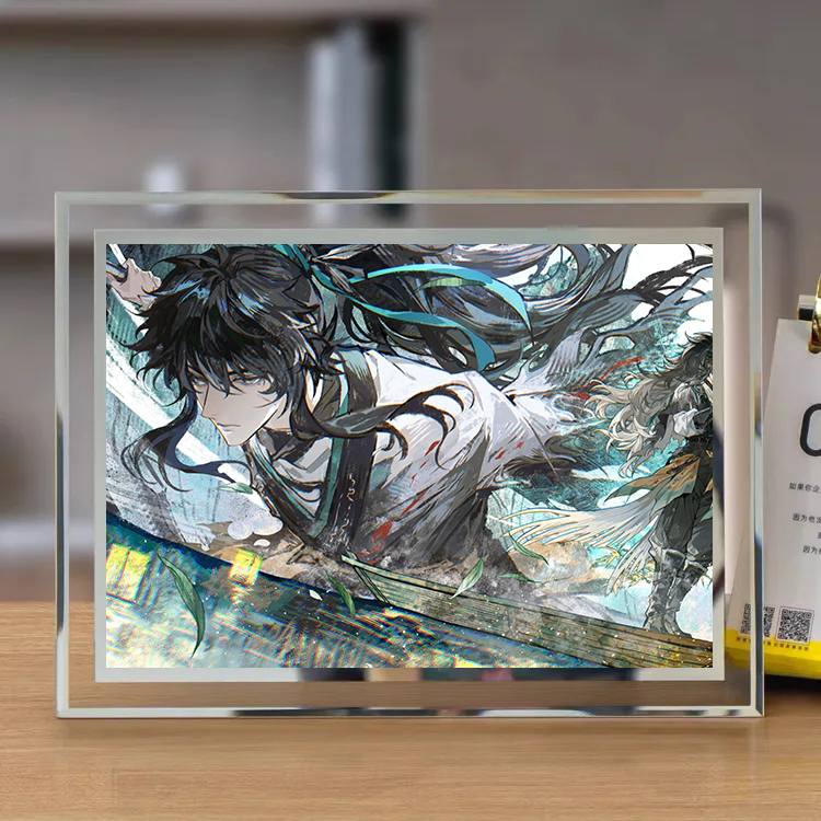 Mingchao Peripheral Products: Qiu Yuan High-Quality Crystal Glass Photo Frame, Desktop Mirror Display, Collection, Gift for Friends