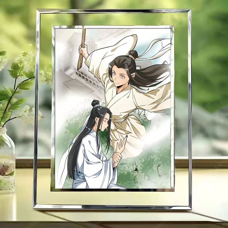Anime-Themed Crystal Glass Photo Frame Desktop Bedroom Decoration Gift for Friends and Classmates Birthday Present