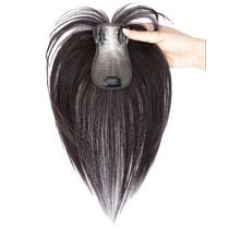 Real hair wig with figure 8 bangs for women adding fluffy hair to the top of the head naturally covering white hair high skull thin replacement hair piece