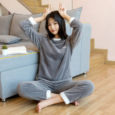 网红仙女暖暖珊瑚绒圆领套装