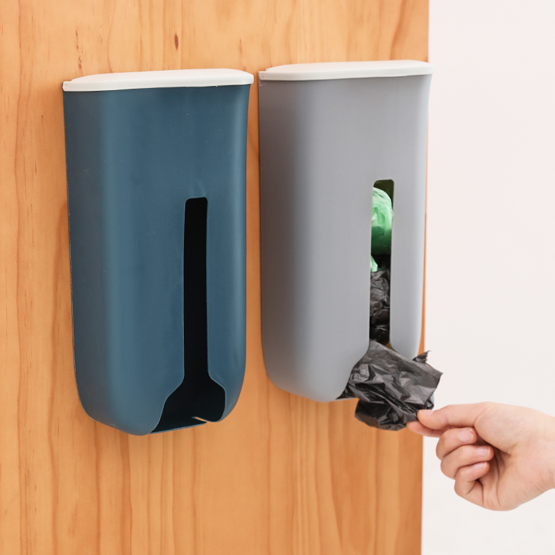 Garbage bag containing box Divine Instrumental Fitted Plastic Bag Wall-mounted Kitchen Bag Collector Extraction-Free Punch-free Large Capacity-Taobao