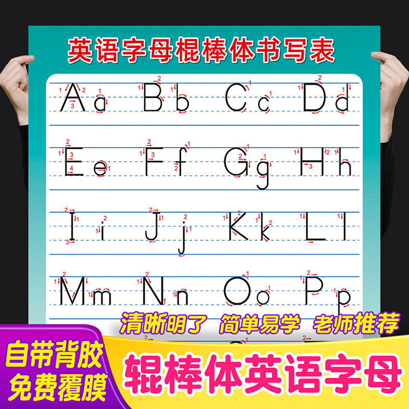 English alphabet stick body writing 26 English letters standard writing table primary school learning wall chart wall stickers poster