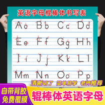 English Alphabet Stick Body Writing 26 English letters Standard Written Table Primary School Learning Wall Map Wall Stickup Poster