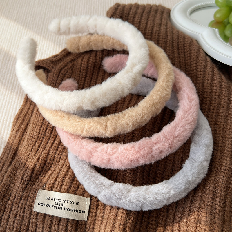 Autumn and winter plush headband for women, high crown, faux rabbit fur headband, winter children's headband, face wash band, cute hair accessory